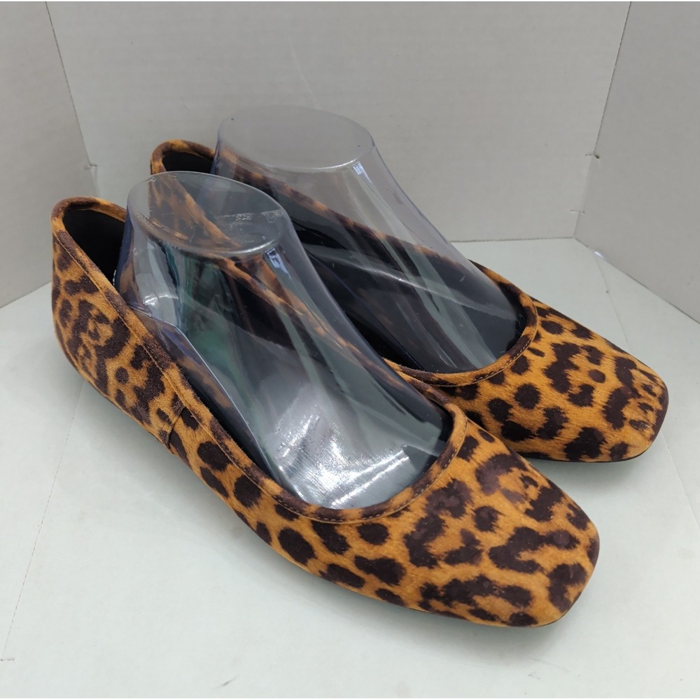 Vionic Orinda Leopard Print Suede Ballet Flat Size 9.5 Square Toe Safari Chic